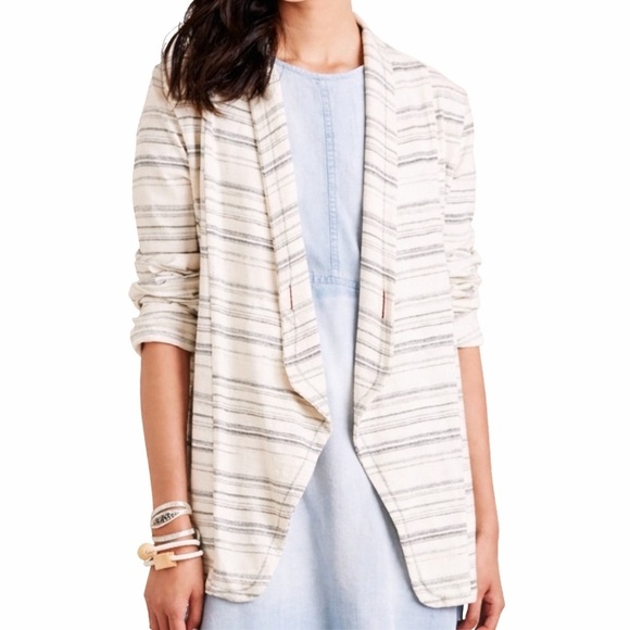 saturday sunday Sweaters - Saturday Sunday Anthropologie striped Cream and Gray Open Cardigan